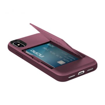 iPhone X Incipio Stowaway Credit Card Case with Stand Plum