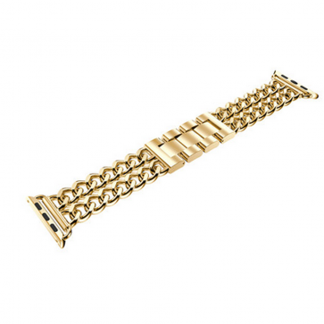 Gold Apple Stainless Steel Watch Fashion Wrist Band Strsap Iconic Double Metal Tweed Chain Designer Inspiried