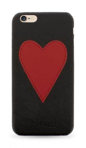 IPHORIA Pink Heart Patch Leather Case for iPhone 6 6s Plus Black