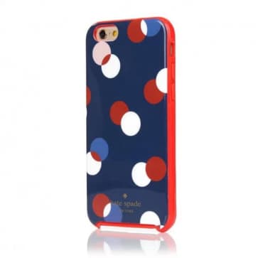 iPhone 7 Plus Kate Spade Navy Blue Red Trapping 3 Dots Gel Hybrid Hardshell Case