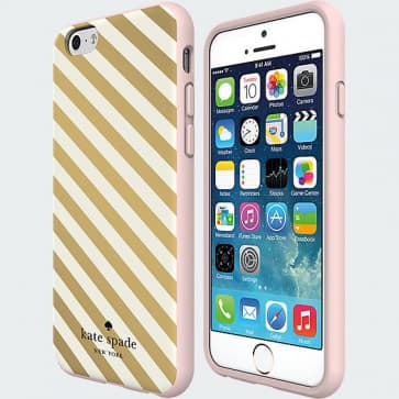 iPhone 6 Plus Kate Spade Gold Diagonal Stripe Flexible Hardshell Case