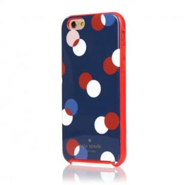 iPhone 6 Plus Kate Spade Navy Blue Red Trapping 3 Dots Gel Hybrid Hardshell Case