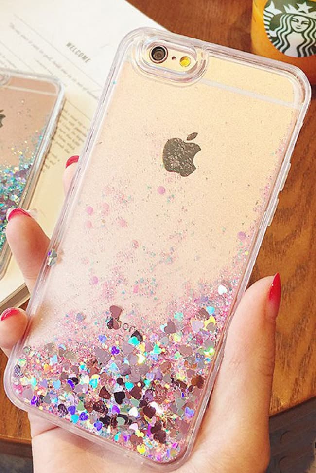 Skinnydip Glitter Liquid Hearts Iphone 6 6s Plus Case Pink Tablet Phone Case