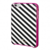 iPhone 6 6S Kate Spade Diagonal Listra Preto / Creme Híbrido Híbrido Case Hard Shell