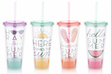 Tanana Summer Iced Drink Tumbler with lid and straw 640ml, 22oz