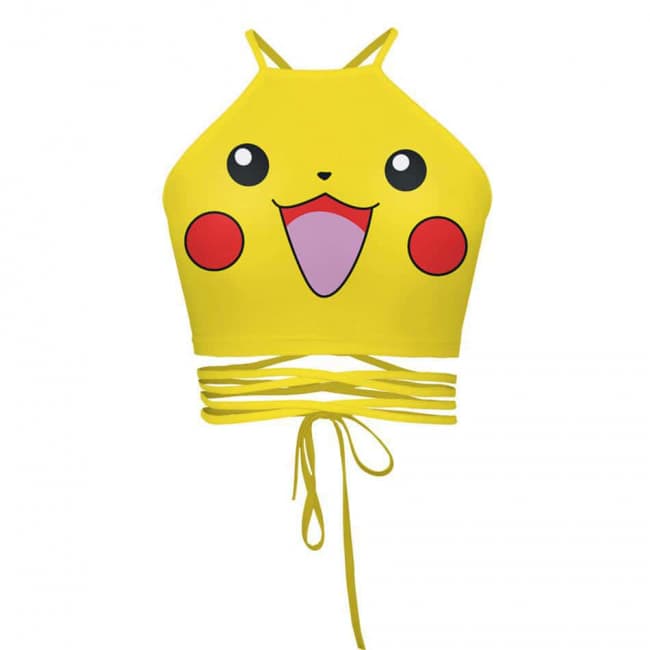 pokemon go womens sexy pikachu cross lace up camisole top