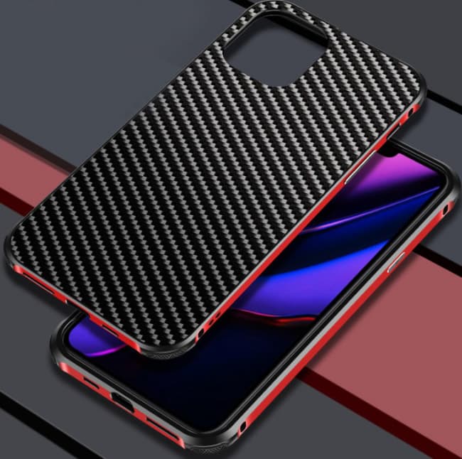Carbon Fiber Metal Case For iPhone 11 Pro Max Tablet Phone Case