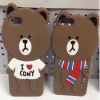 Line 3D Brown Bear Character for iPhone 6 6s Plus